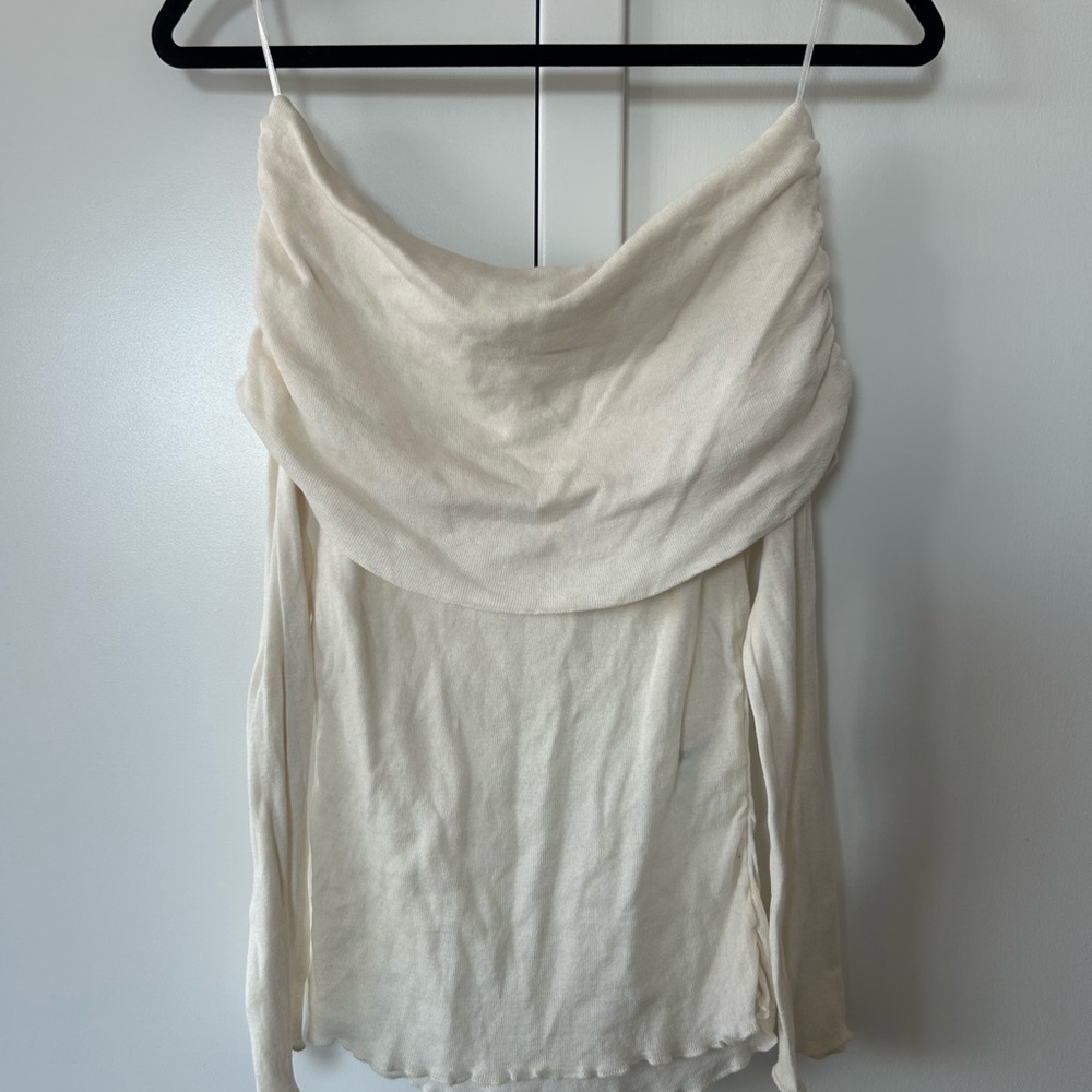Zara Cream Draped Off-Shoulder Camisole